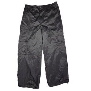 Celebrity Pink Black Silky Cargo High Rise Wide Leg Parachute Pants L